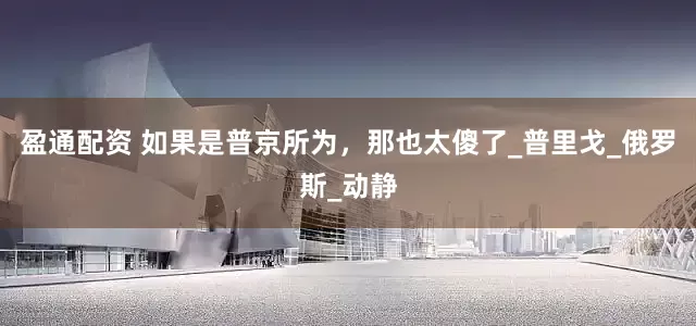 盈通配资 如果是普京所为，那也太傻了_普里戈_俄罗斯_动静